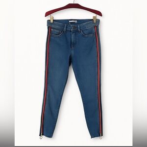 Tommy Hilfiger Size 2 Side-Zip Skinny Jeans – Y2K Stripe Denim, Raw Hem